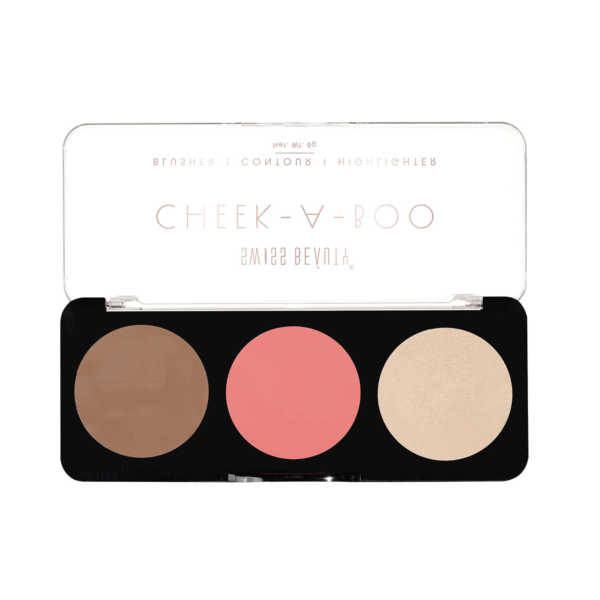 Swiss Beauty Cheek- A- Boo Face Palette With Blusher, Contour And Highlighter | Highly Pigmented And Easy To Blend Shades | Shade - 02, 8Gm|